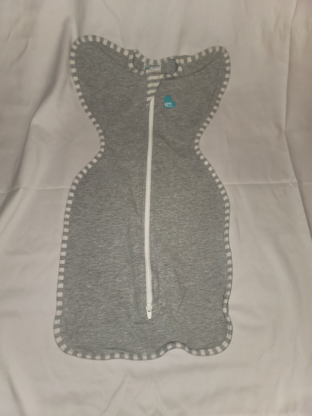 Love to dream Grey Striped-Trim Swaddle Sleep Sack with Front Zip